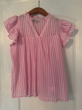 Pink ruffle sleeve blouse